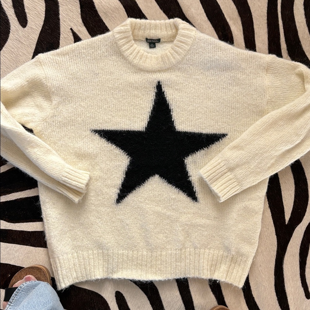Cream Sweater with Black Star